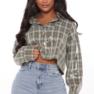 Shimmer Sequence Plaid Crop Top